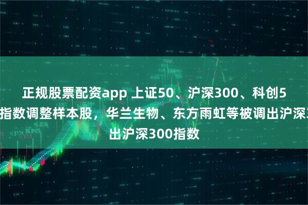 正规股票配资app 上证50、沪深300、科创50等多条指数调整样本股，华兰生物、东方雨虹等被调出沪深300指数